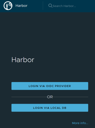 Harbor 2.10 Login page