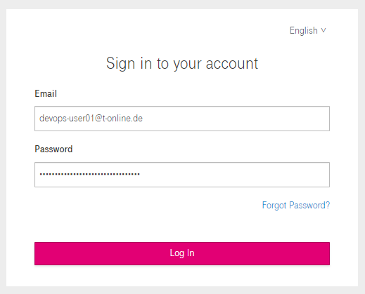 Login page filled
