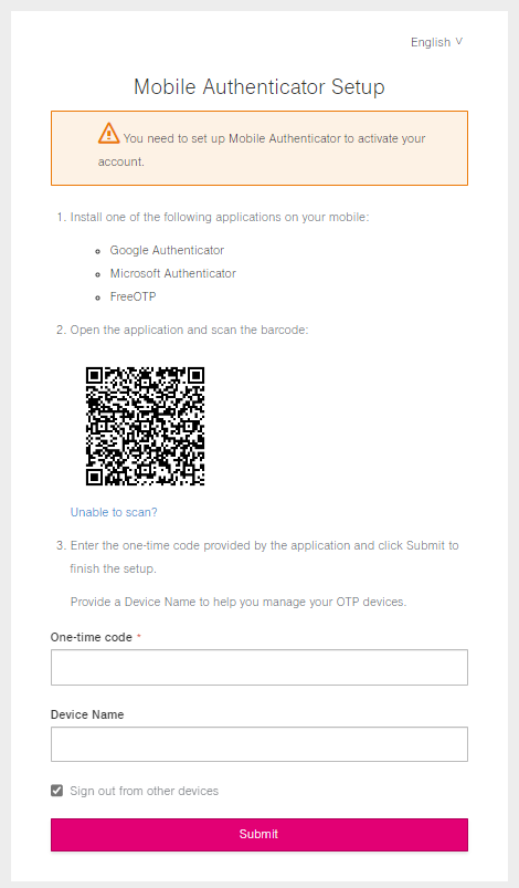 Second Factor Authentication setup